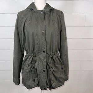 JouJou Hooded Olive Green  Utility Jacket Size L